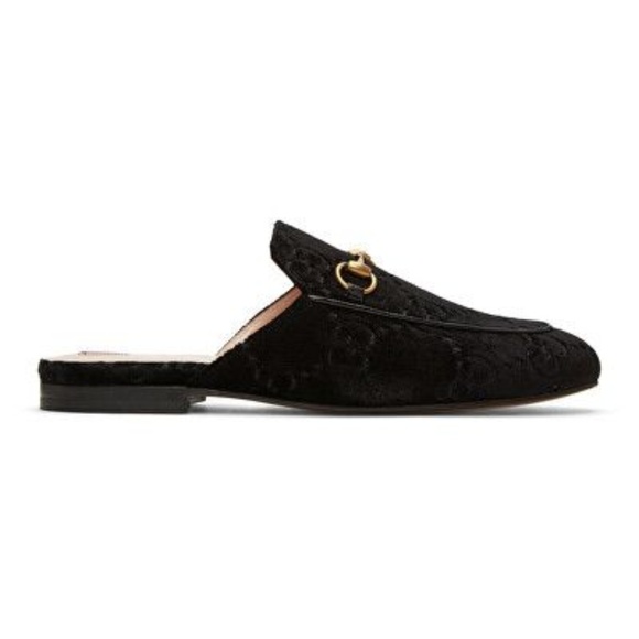 Gucci Other - GUCCI Princetown Mens Velvet GG Flat Mules 7 Black